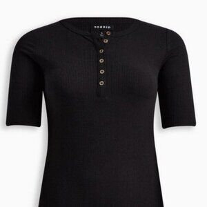 TORRID Super Soft Ribbed Henley Elbow Sleeve Tee